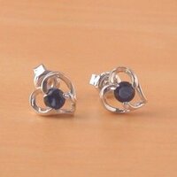 BOXED GIFT/Sterling Silver Sapphire Heart Stud Earrings/Sapphire Jewellery/Sapphire Jewelry/Heart Earrings/Heart Jewellery/September Birthstone/UK - Thumbnail 1