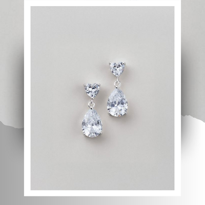 Sterling silver stunning heart drop cz earrings - final sale