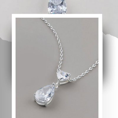 Sterling silver stunning heart drop cz necklace - final sale - Thumbnail 5