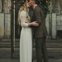 Modest West Polka Dots Country Wedding Dresses High Neck Bohemian Lace Wedding Dress，1154 - Thumbnail 1