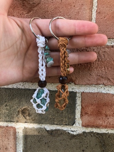 crystal macrame keychains