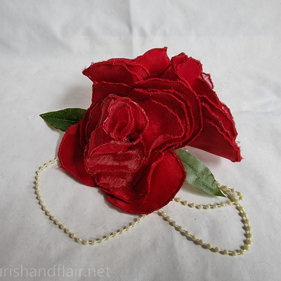 Embroidered rose hair clip