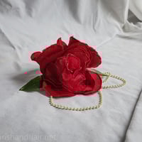 Embroidered Rose Hair Clip - Thumbnail 2