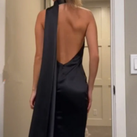 Elegant A Line Backless Long Black Evening Dress  - Thumbnail 1