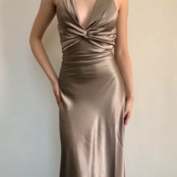 Charming V Neck Long Open Back Stain Prom Dress - Thumbnail 2