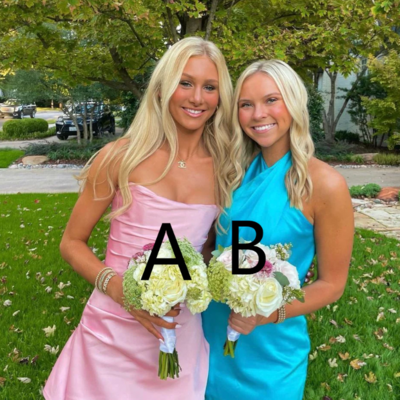 Cute short pink/blue homecoming dresses