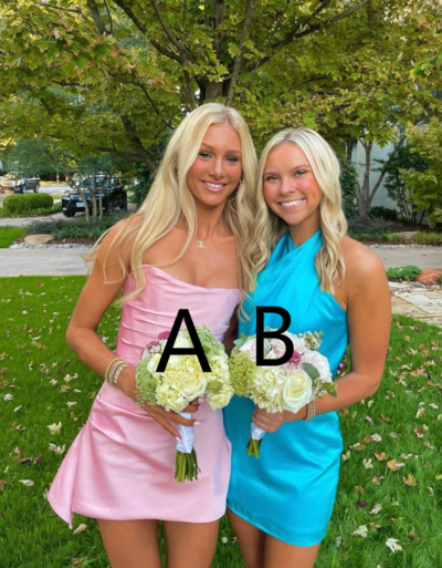 Cute Short Pink/Blue Homecoming Dresses