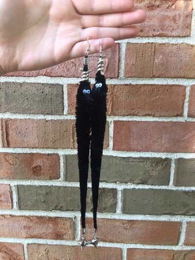 goth worm earrings