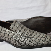 Crafted Leather Handmade Men Gray Crocodile/Alligator Leather Dress Shoes - Thumbnail 3