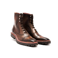 Crafted Leather Handmade Men Classic Brown Leather Norwegian Welted Dress Boot - Thumbnail 3