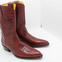 Crafted Leather Handmade Men Brown Crocodile Belly Buckle Cowboy Boot - Thumbnail 4