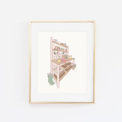 Garden witch's potting bench print