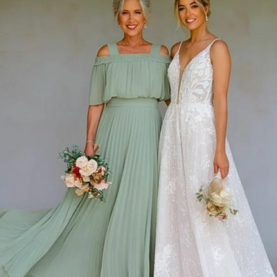 Elegant a line mint green mother of the bride dress