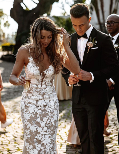 Luxurious V Neck Lace Mermaid Wedding Dresses