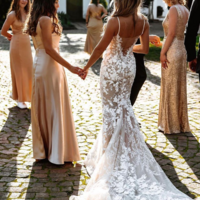 Luxurious V Neck Lace Mermaid Wedding Dresses - Thumbnail 2