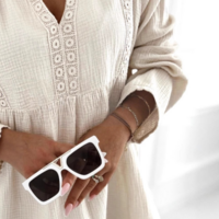 Long Sleeved V-Neck Lace Patchwork Loose Shirt - Thumbnail 2