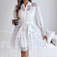 Lace Women Splicing Long Sleeve Dress - Thumbnail 1