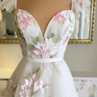 Romantic Floral Spaghetti Strap Long Maxi Dress for Women - Thumbnail 1