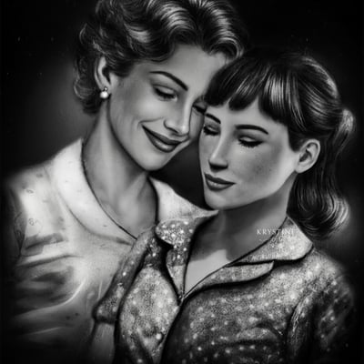 Sophie and beth - this bed we made - b&w version