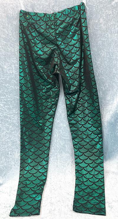 Mermaid Sparkle Scales Green and Black Women's Leggings