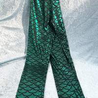 Mermaid Sparkle Scales Green and Black Women's Leggings - Thumbnail 1