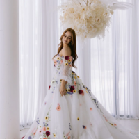 Elegant A-Line Floral Lace Embroidery Tulle Dress  - Thumbnail 3