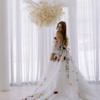 Elegant A-Line Floral Lace Embroidery Tulle Dress  - Thumbnail 1