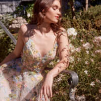 Spaghetti Strap Floral Embroidery Tulle Prom Dress - Thumbnail 2