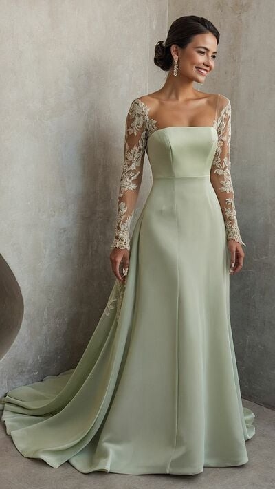 Elegant Sheath Prom Dresses Long Sleeve Lace Appliques Evening Gowns Formal Party Gowns
