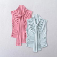 Temperament ribbon collar sleeveless vest - Thumbnail 3