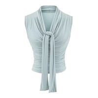 Temperament ribbon collar sleeveless vest - Thumbnail 5
