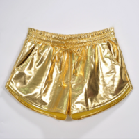 New laser solid color versatile elastic lace-up shorts and leather pants - Thumbnail 2