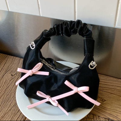 Bowknot pleated handbag chain crossbody bag