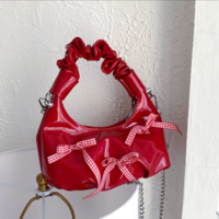 Bowknot pleated handbag chain crossbody bag - Thumbnail 3