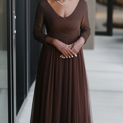 Elegant a line tulle beading crystals mother of the bride/ groom dresses formal evening dress