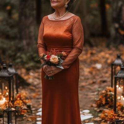 Elegant orange satin mother of the bride/ groom dresses formal evening dress - Thumbnail 1