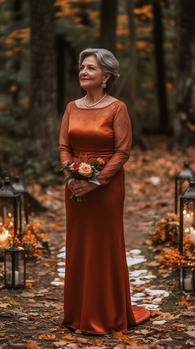 Elegant Orange Satin Mother Of The Bride/ Groom Dresses Formal Evening Dress