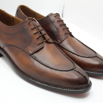Crafted leather brown split toe oxford lace up dress shoes