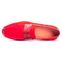 Crafted Leather Handmade Men Red Suede Crocodile/Alligator Strap Leather Dress Shoes - Thumbnail 1