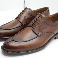 Crafted Leather Brown Split Toe Oxford Lace up Dress Shoes - Thumbnail 1