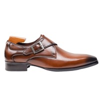 Genuine leather shoes buckle monk men's business shoes 2 colors - Thumbnail 4