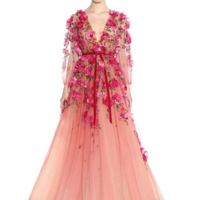 Lace Luxurious Women’s V-Neck Long Sleeve Evening Dress - Thumbnail 6