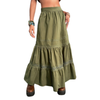Boho Retro A-Line High Waist Long Skirt for Women - Thumbnail 2