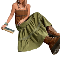 Boho Retro A-Line High Waist Long Skirt for Women - Thumbnail 3