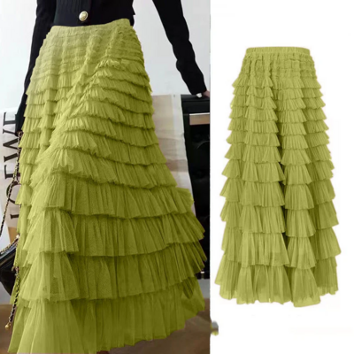 Pleated High Waist Flowy Midi Skirt