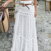  Elastic Waist Boho Lace Maxi Skirt - Thumbnail 2