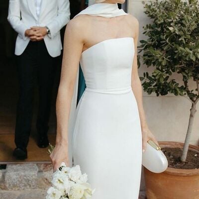 Simple wedding dress, sheath beach boho bridal dress bridal gown
