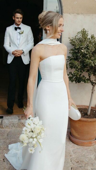 Simple Wedding Dress, Sheath Beach Boho Bridal Dress Bridal Gown