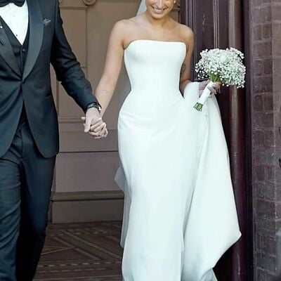 Simple wedding dress, sheath beach boho bridal dress bridal gown