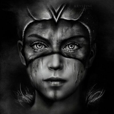 Senua - hellblade - black and white version 